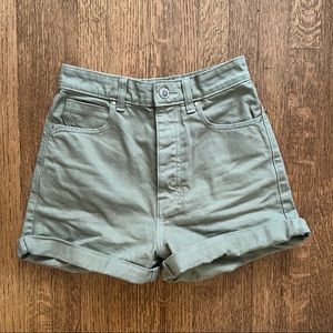 Zara mom fit denim shorts in light green